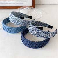 Bandeau d'impression de maille élégant coréen noeud croisé Simple bord large pressage de cheveux bandeaux d'extérieur assortis pour cheveux accessoires