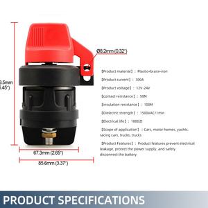 Interruptor Aislador de Batería de Alta Corriente 400A 36V SPST IP68 con Perilla Roja y Contactos de Cobre para Yate, Embarcaciones, RV, ATV - Product Image 2