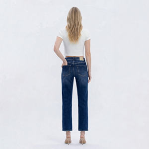 <span class=keywords><strong>Jean</strong></span> tendance <span class=keywords><strong>taille</strong></span> <span class=keywords><strong>haute</strong></span> coupe droite pour femme, bleu foncé, coupe ample, pantalon en denim décontracté pour le bureau, jambe large, grande <span class=keywords><strong>taille</strong></span> - Product Image 4