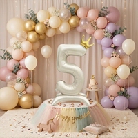 Ballon en aluminium géant beige numéro 10 avec couronne, design autoportant, pour décorations de fête d'anniversaire d'enfants - Vente en gros