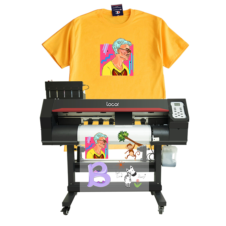 Locor COST effective no cut white ink heat transfer DTF PET film T-shirt printer with shake powder machine garment shop machine