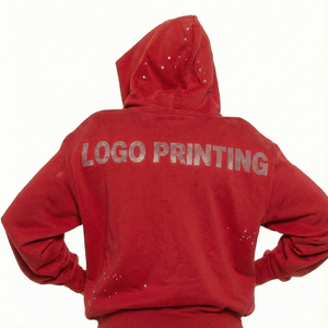 High Quality <b>Men</b> Y2K Rhinestone <b>Hoodie</b> Trendy Vintage <b>Oversized</b> for Cotton <b>Fleece</b> Eco-Friendly Pocket Sweatshirt Autumn - Product Image 3