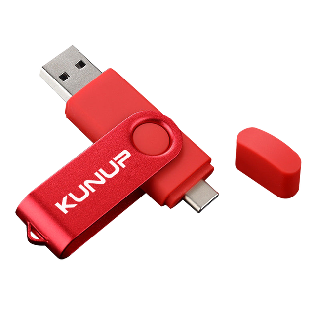 KUNUP USB Flash Drives 512GB 256GB 128GB 64GB 32GB 16GB USB Stick with 2 in 1 USB3.0 TYPE C Pendrive