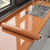Papier peint auto-adhésif à texture de grain de bois 3D, imperméable, résistant à l'huile, autocollants en vinyle pour meubles de cuisine