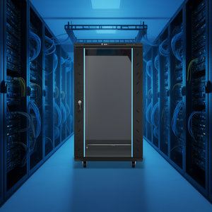 18U Network <b>Cabinet</b> 19 Inch IP20 Black Swivel <b>Feet</b> Server Rack Data Center Use - Product Image 2