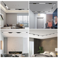 Sistem Rel Magnet Aluminium Ultra Tipis Putih Modern 48V untuk Lampu LED Magnetik, Penerangan Plafon Dalam Ruangan