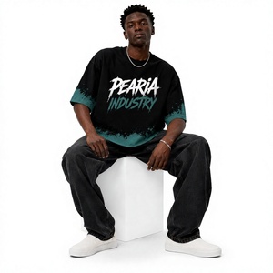Oversized Men T Shirt Graphic Print Short Sleeve Tee Splatter Color Block Streetwear Top - Product Image 3