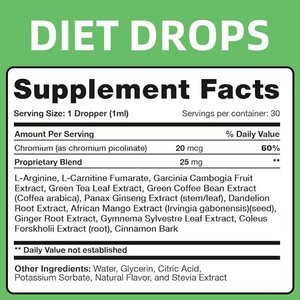 OEM ODM Garcinia Cambogia Chromium <span class=keywords><strong>Diet</strong></span> Drops, Suplemento Herbal para Supresión del Apetito, Aumento de Energía y Metabolismo - Product Image 2