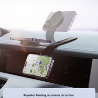 Support magnétique pliable et incurvé à ventouse réglable pour tableau de bord de voiture, bureau, lit, support de téléphone portable