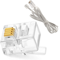 Connecteur rj11 mâle de câble de téléphone, Cat3 modulaire 6p4c, 2 pièces, prise rj45