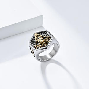 Mode rétro Style gothique crâne en acier inoxydable bijoux tendance 2024 chevalière hommes anneau ordre fraternel accessoires Cool Stuff - Product Image 2