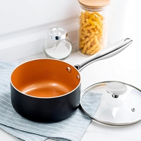 Expérience de cuisine sans effort Poêle à frire 3-4L confortable à revêtement en céramique Couvercle en verre transparent Compatible avec l'induction de gaz