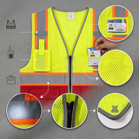 Gilet de sécurité haute visibilité avec logo de chantier, veste de travail LED pour ingénieur avec poches et fermeture éclair, gilet de sécurité réfléchissant