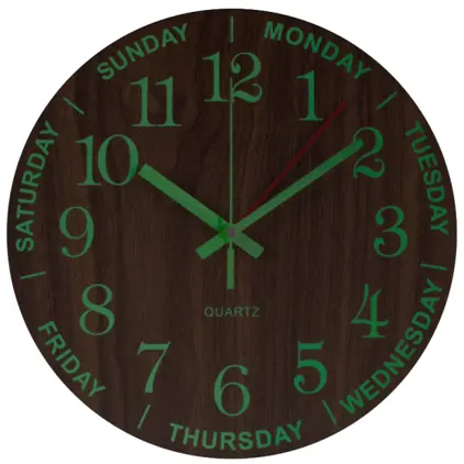 Quartz Round Creative 30cm Wooden Moon Luminous Wall Clock