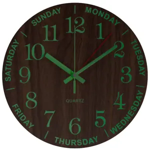 석영 라운드 크리 에이 티브 30cm 나무 달 빛나는 벽 시계