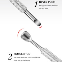 Poussoir professionnel de cuticule d'ongle de Double tête en acier inoxydable enlevant l'outil de manucure de peau morte pour polir la Surface d'ongle