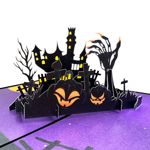 Biglietto di auguri Pop-Up Halloween 3D carta regalo con taglio Laser carta con busta per feste e grazie - Product Image 5