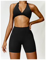 Ensemble de vêtements de sport pour femmes, soutien-gorge de sport à devant croisé, short de compression, legging large, ensemble de yoga pour la salle de sport, la remise en forme et le yoga pour femmes