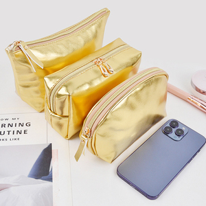 Custom <strong>Gold</strong> Shining Full PU Texture Handheld Makeup <strong>Bag</strong> High Appearance Value Light Luxury Simple Portable Storage <strong>Cosmetic</strong> <strong>Bags</strong> - Product Image 3