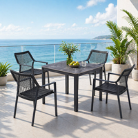 Ensemble de table et de chaises de patio pour 4 personnes en métal aluminium, table de restaurant, table de café, table d'extérieur personnalisée