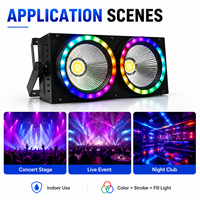 Luces de Proyección LED COB 2x100W RGB con Anillo de Apertura, Alcance de 30M, IP20, DMX512 16CH, Efectos Wash/Strobe/Auxiliar para Conciertos, Teatro, Bodas, DJ
