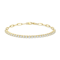 Harga Pabrik Gelang Rantai Klip Kertas Jahitan Berlian Penuh Satu Baris Moissanite Bulat 2.5mm Model Geometris Perhiasan Fashion