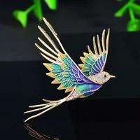Broches de Pájaro Esmaltados Estilo Chino para Mujer y Niña, de Alta Calidad, Chapados en Plata y Oro, con Esmalte Verde, Diseño de Golondrina, para Fiesta