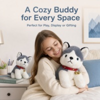 Adorable peluche Husky en tissu doux de haute qualité, adorable chien de dessin animé en peluche avec clochette pour les amoureux des animaux, décoration de canapé