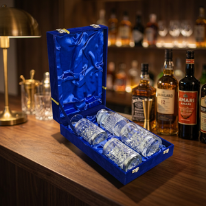 <b>Glass</b> <b>Bottle</b> with 2 GlassesLuxury Handmade <b>Glass</b> Tumbler Gift Set UV Printed Blue Gift Box Personalized <b>Drinking</b> <b>Glasses</b> - Product Image 1