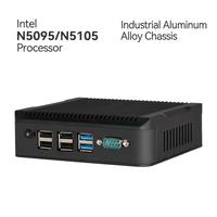 Mini PC Industrial Intel Celeron N5095 Sin Ventilador, 2 Puertos LAN, 8/16GB DDR4, SSD de 128G/256G, PC Industrial Integrado Sin Ventilador