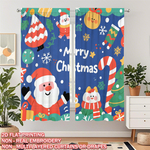 Rideau occultant moderne COSENNATUR en polyester brossé à imprimé numérique de Noël, avec passe-tringle, 150 g/m², pour toutes les saisons, idéal pour la maison et les fêtes. - Product Image 2