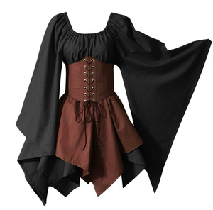 Abito Rinascimentale di Alta Qualità in Poliestere con Finitura Liscia, Maniche a Campana, Scollo Quadrato, Vita Stile Corsetto, Orlo Asimmetrico, <span class=keywords><strong>Look</strong></span> Classico - Product Image 6
