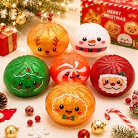 Coffret de 6 jouets anti-stress Squishy de Noël : Père Noël, Renne, Bonhomme de neige - Boîte cadeau