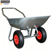 Carretilla de Dos Ruedas de 65L con Bandeja Metálica Pre-Galvanizada y Rueda Neumática Doble de 13 X 3.50-6