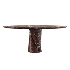 意大利罗索·莱万托豪华大理石餐桌艺术圆形现代家居设计师桌 - Product Image 6