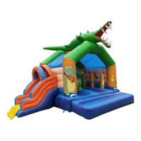 Structure gonflable à thème crocodile avec toboggan, structure de jeu gonflable extérieure commerciale pour les fêtes d'enfants et les aires de jeux