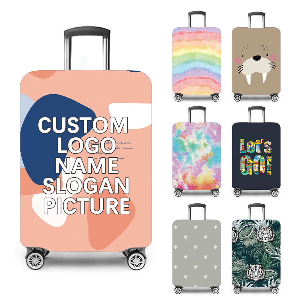 Custom Luggage Cover Spandex Waterproof Elastic Print Travel Suitcase Protector Cover