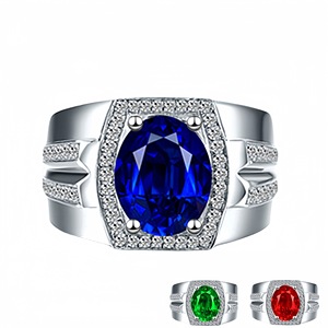 Proveedores Verificados, Productos de Moda en Tendencia, Anillos de Plata de Ley con Incrustaciones de Circonita Azul Grande para Hombre - Product Image 5