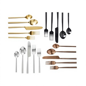 Stainless Steel Cutlery Set 5 Satin Polish Different Coatings American Style Flatware for Kitchen/Tabletop <b>Star</b> Crafts India - Product Image 1