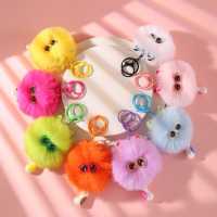 Porte-clés en peluche 3D anime dessin animé le plus vendu, doux, écologique, structure duveteuse lavande, détail oreilles et yeux étoilés, breloque queue de chat