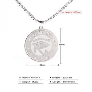 Collar con colgante de <span class=keywords><strong>ojo</strong></span> de Ra <span class=keywords><strong>Horus</strong></span> para hombre, de acero inoxidable, largo, Vikingo - Product Image 6