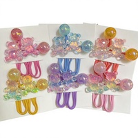 Élastique à cheveux coréen dégradé de couleurs avec perles acryliques scintillantes en forme d'ours, fait main, pour enfants, accessoires pour cheveux