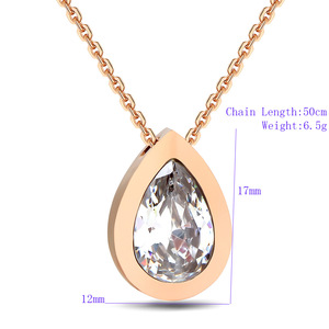 Collar con Colgante de Lágrima en Oro Rosa, Acero Inoxidable con Incrustaciones de Zirconia, Engaste en Bisel, para Uso Diario - Product Image 5
