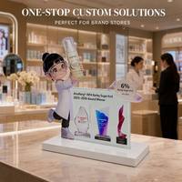 Expositor de ingredientes cosméticos moderno y plegable de acrílico con recorte de científico de dibujos animados, soporte personalizado para póster de premios, mostrador de cosméticos