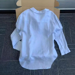 Camisa Casual de Algodão e Linho com Gola Protetora Solar Verão Nova Camisa Fina Blusa <span class=keywords><strong>Cardigan</strong></span> Solta de Manga Longa - Product Image 4
