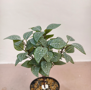 Plante verte artificielle à <span class=keywords><strong>tige</strong></span> unique, feuille <span class=keywords><strong>de</strong></span> <span class=keywords><strong>laurier</strong></span> à 5 branches avec veines en maille, décoration paysagère - Product Image 1