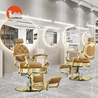 Chaises de coiffure vintage en or, robustes, salon de coiffure professionnel, chaise de barbier antique de luxe pour homme