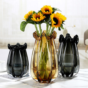 Modern Light Luxury Glass Flower Hydroponic Glass <b>Vase</b> Light Luxury Creative High-grade Flower Modeling Heavy Glass <b>Vase</b> - Product Image 3