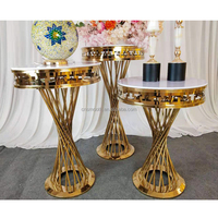 Offre Spéciale Or En Acier Inoxydable Support de Gâteau Rond Ensemble de Table Pour La Décoration De Mariage