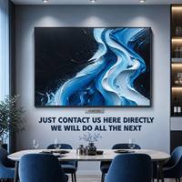 Blau-Weiße Wellen-Spritzer-Wirbel 3D Geschnitzte Textur Wandkunst Schwarzer Rahmen Business Hotel Executive Lounge Akzentwand Maßanfertigung Großhandel OEM